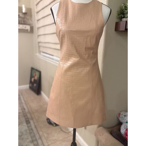 Alice + Olivia Daven snakeskin-effect mini-dress Nude Tan Almond Size 2 - Picture 7 of 7